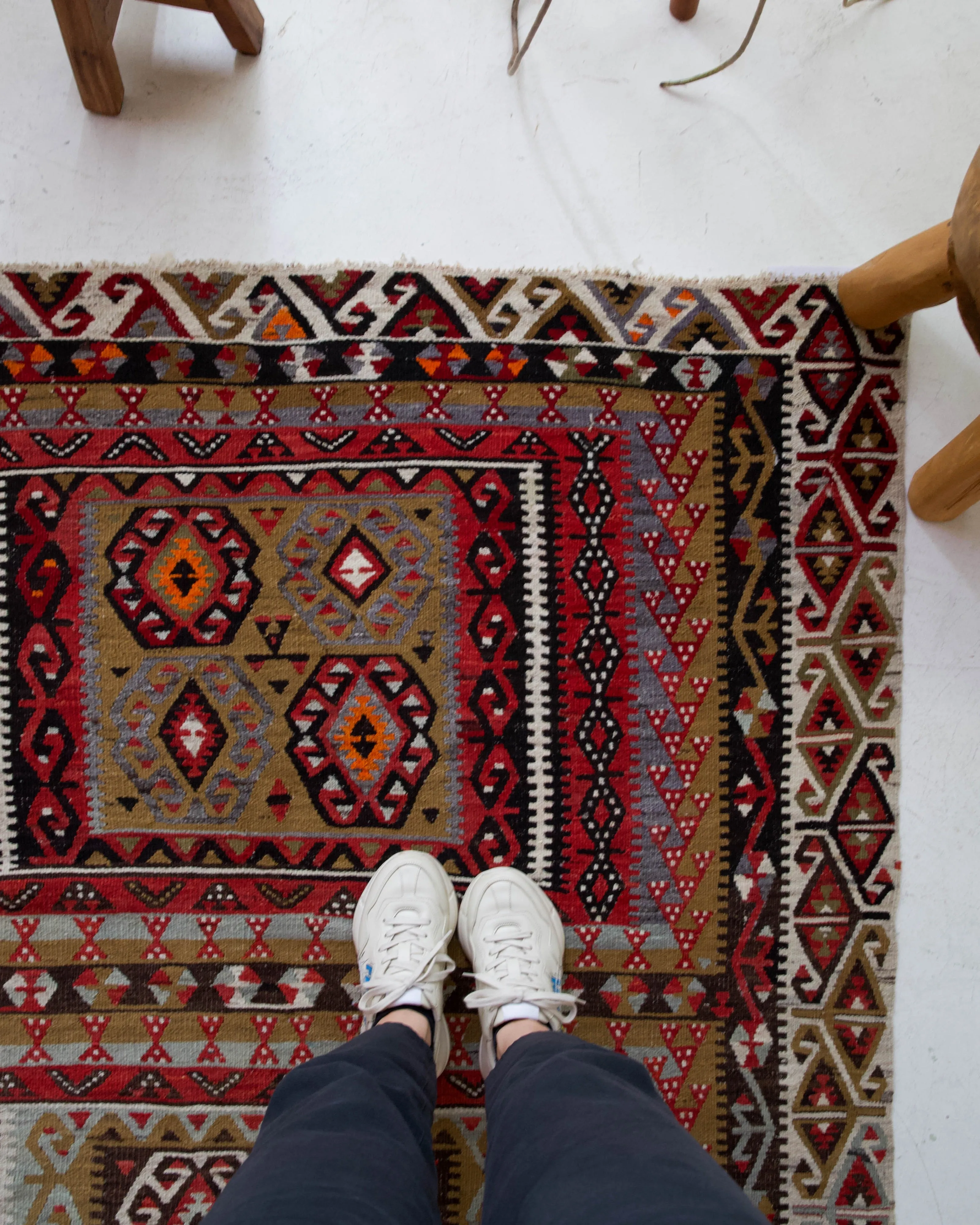 Vintage Kayseri Avsar Kilim Rug 4'6"x10'3"