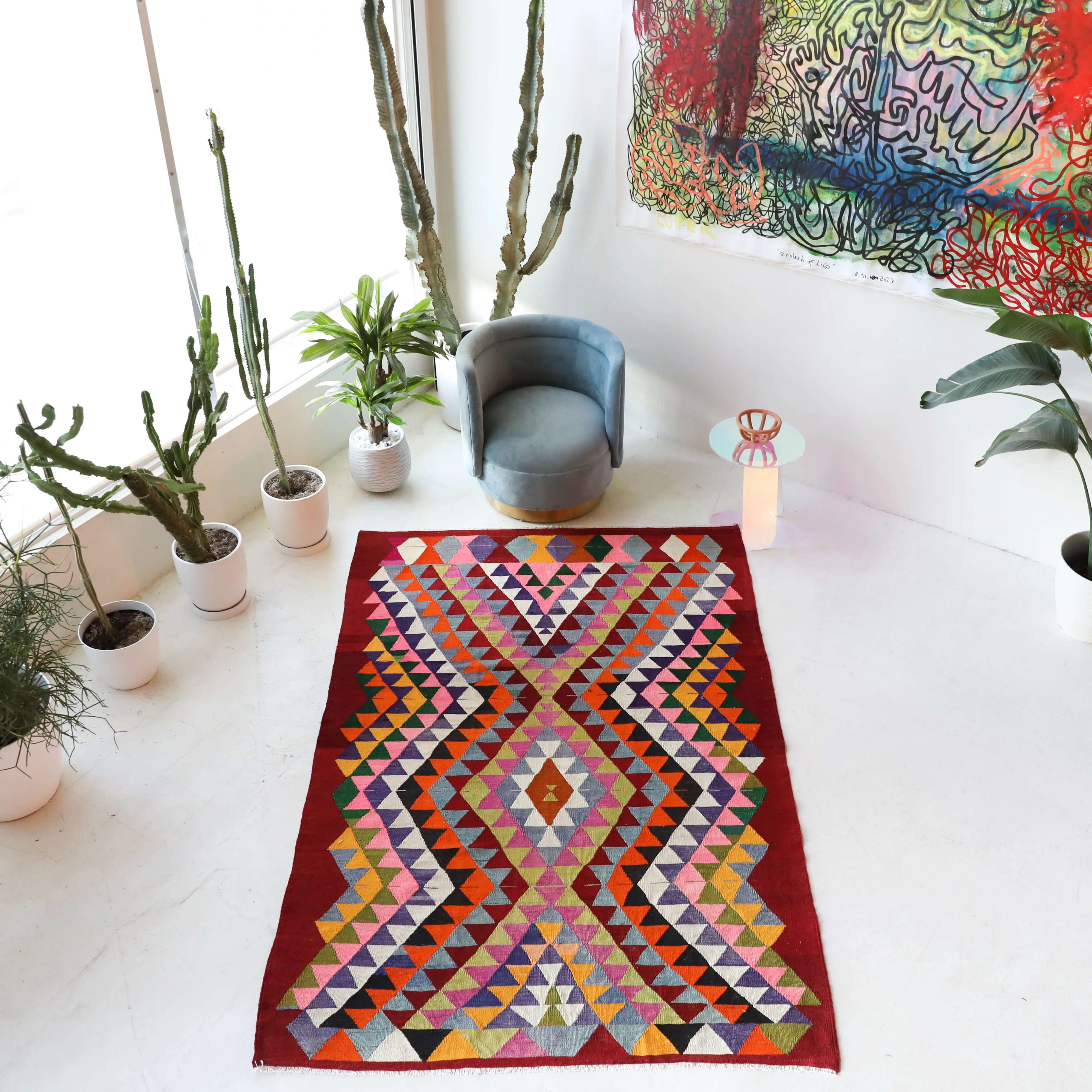 Vintage Milas Bencik Kilim Rug 5'6"x8'6"