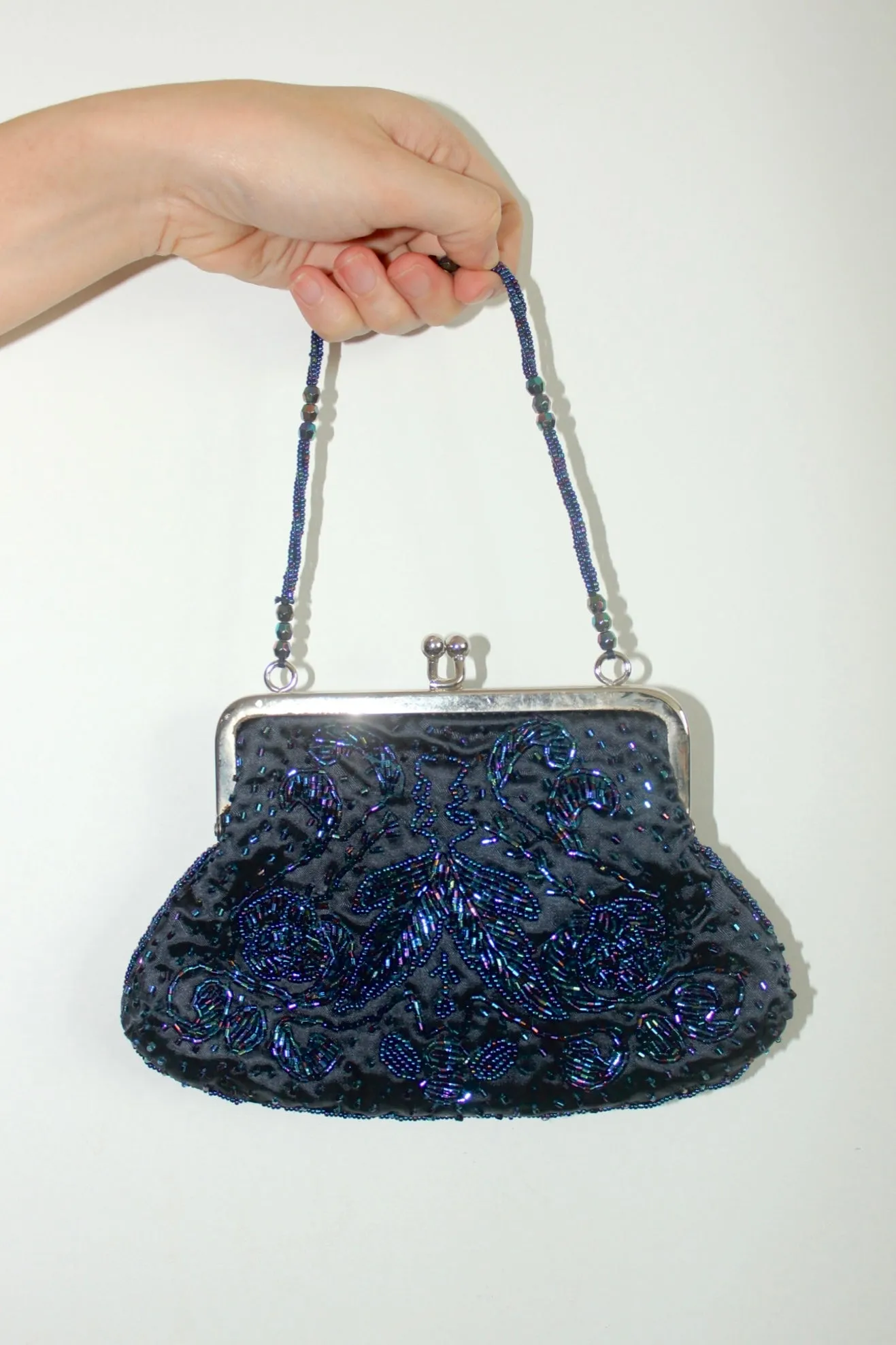 Vintage Navy Beaded Purse