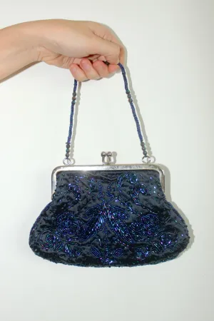 Vintage Navy Beaded Purse