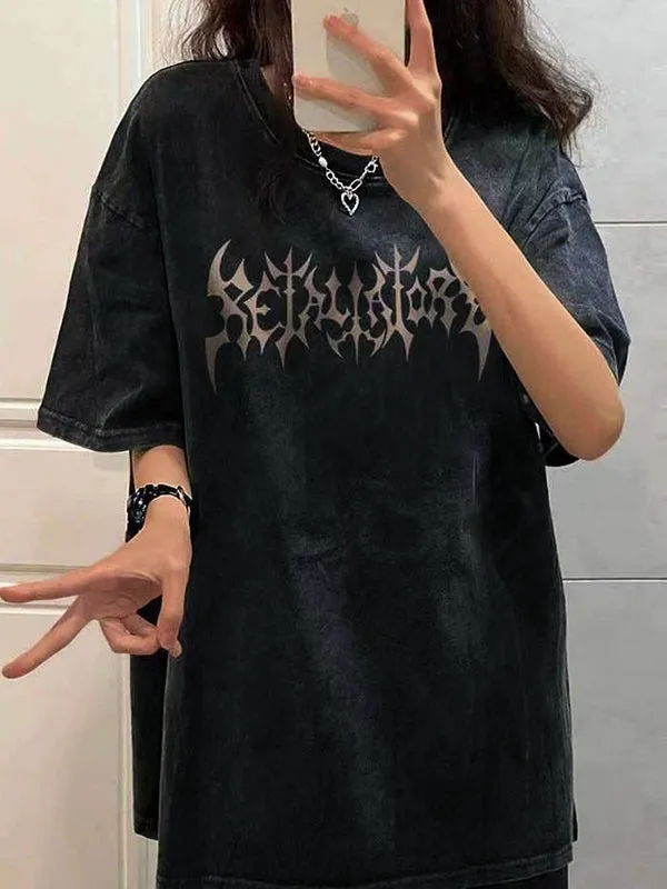 Vintage Oversize T-Shirt mit Schmetterlingsdruck