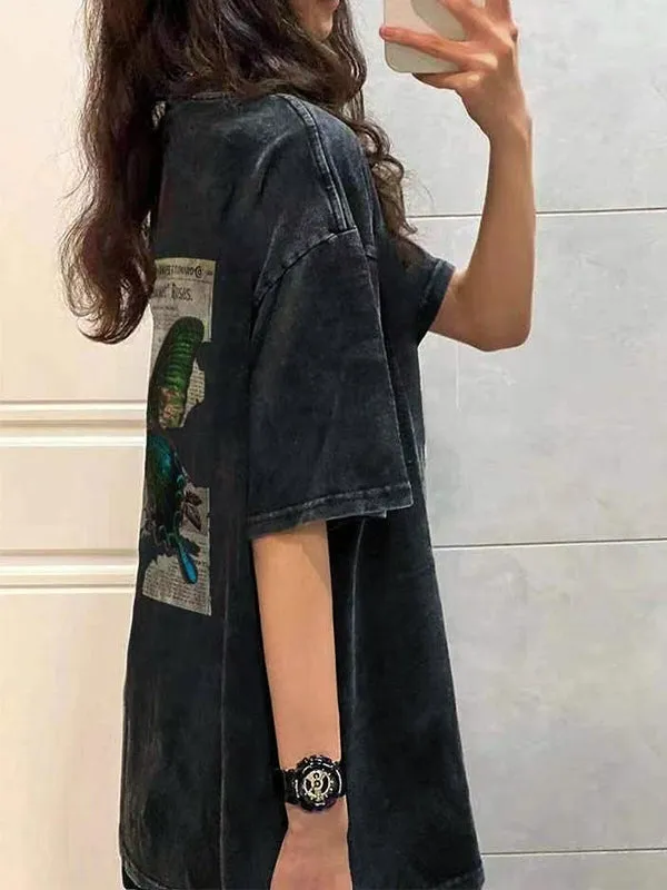 Vintage Oversize T-Shirt mit Schmetterlingsdruck