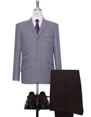Vintage Style Black and White Large Houndstooth Blazer
