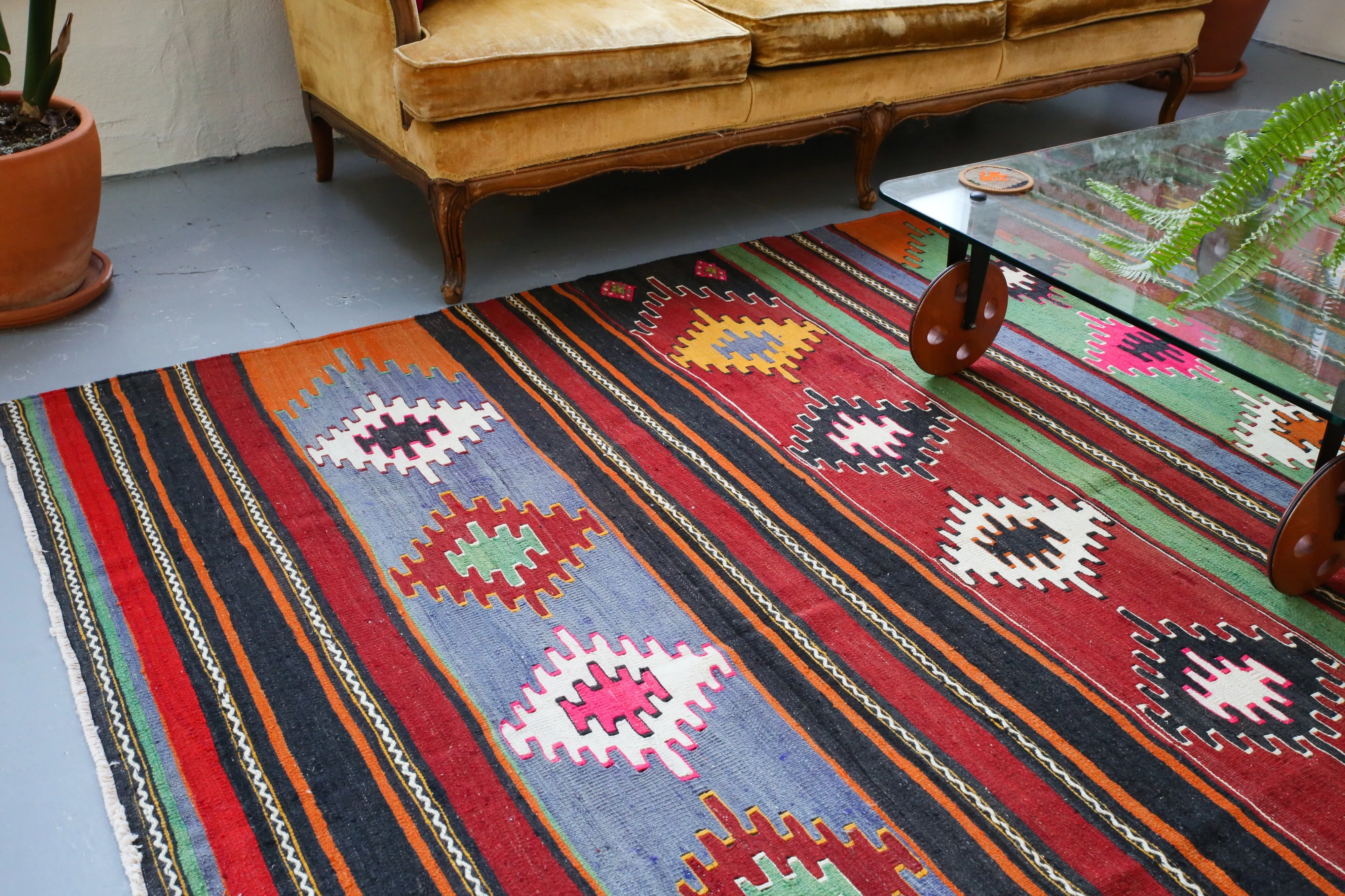 Vintage Turkish Sivas Kilim Rug