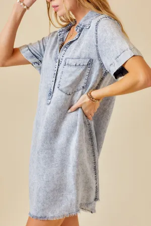 Washed Denim Dress in Washed Denim