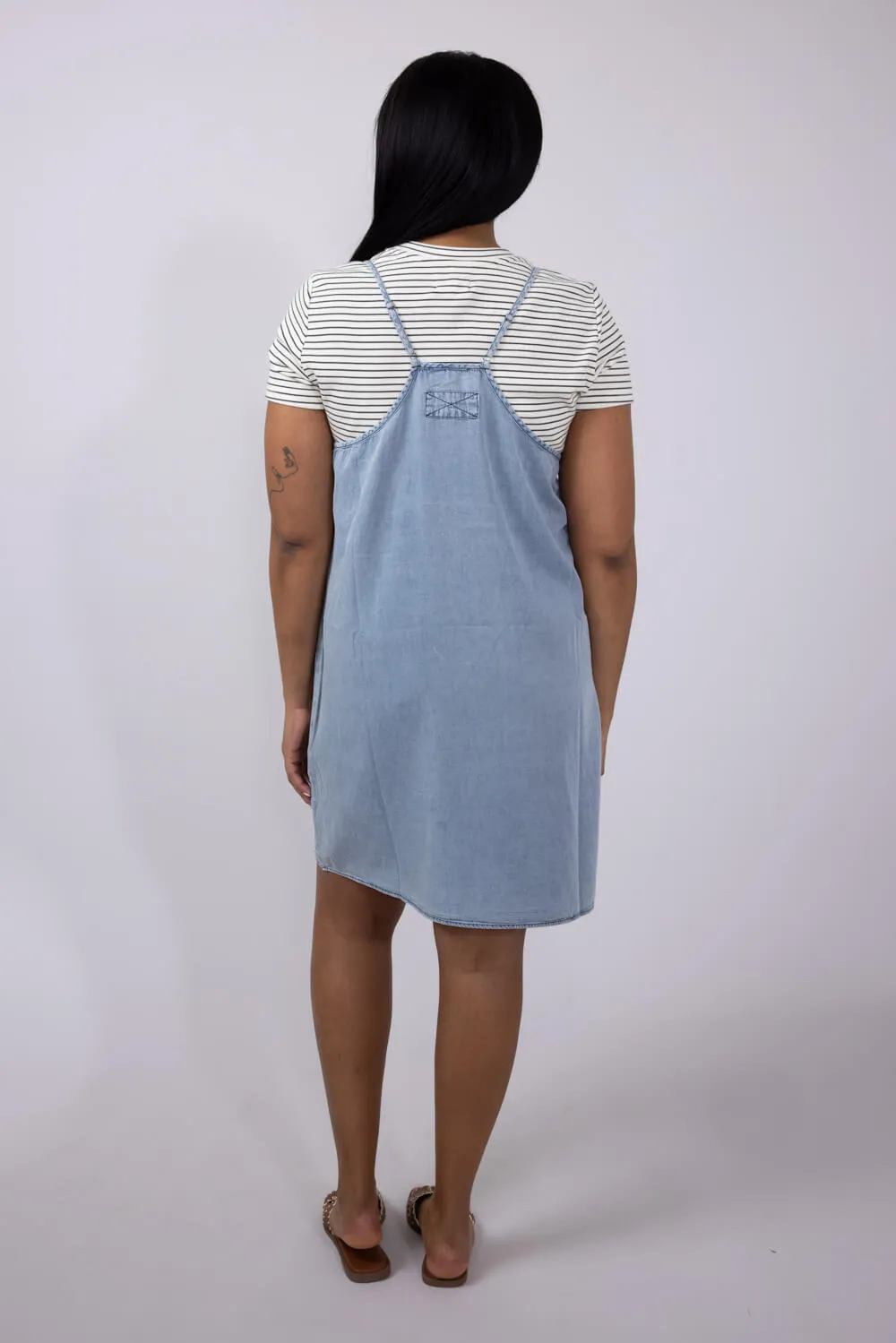 Washed Denim Pocket Dress for Women | M43273-DNM