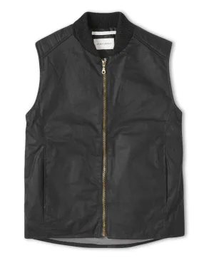Waxed Biker Gilet Black