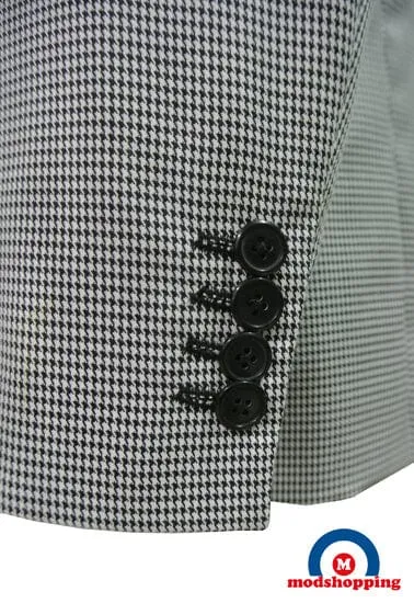 White And Black Houndstooth Blazer, Patch Pocket