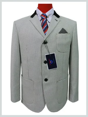 White And Black Houndstooth Blazer, Patch Pocket