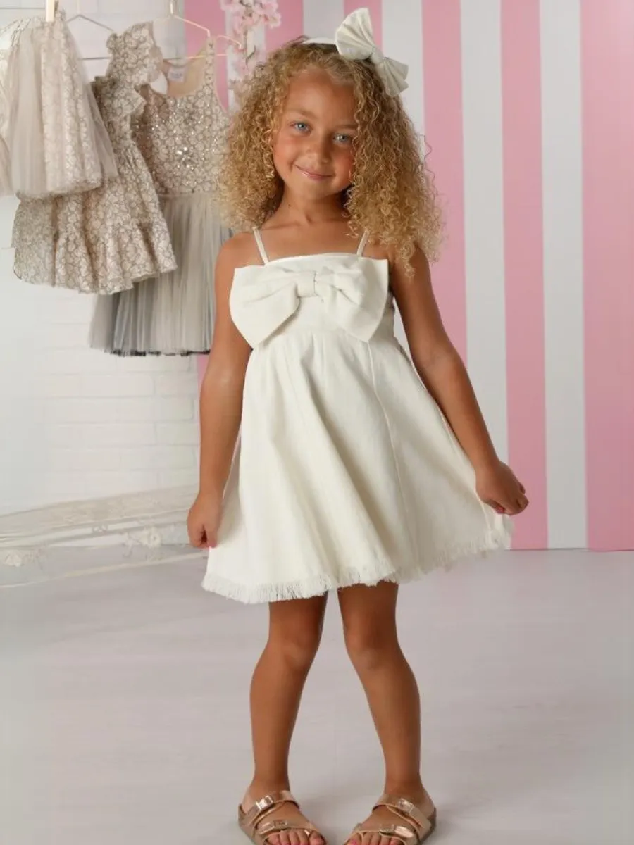 White Denim Remi Dress w/ Bow