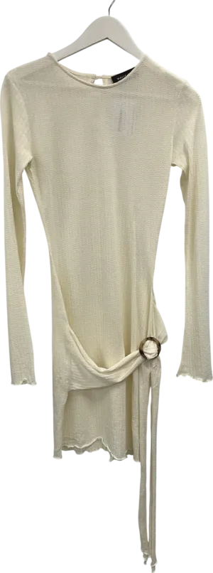 White Fox Cream You Want To Go Long Sleeve Mini Dress UK L