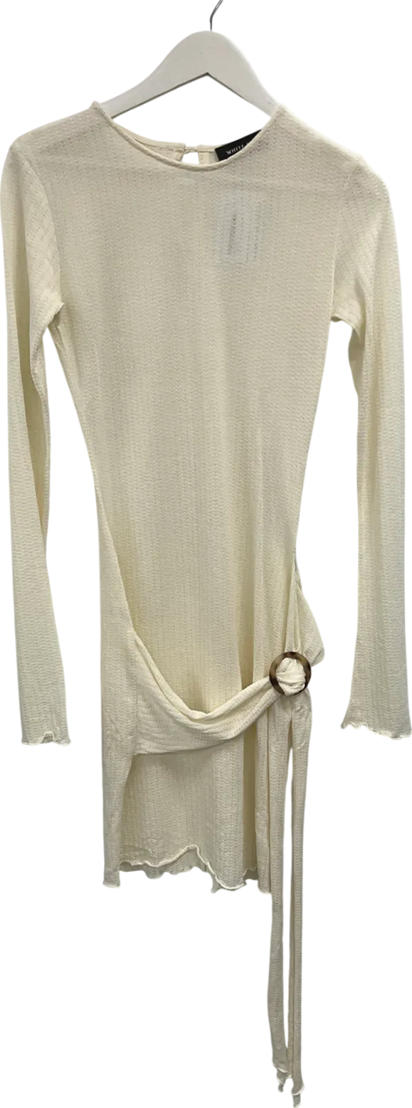 White Fox Cream You Want To Go Long Sleeve Mini Dress UK L