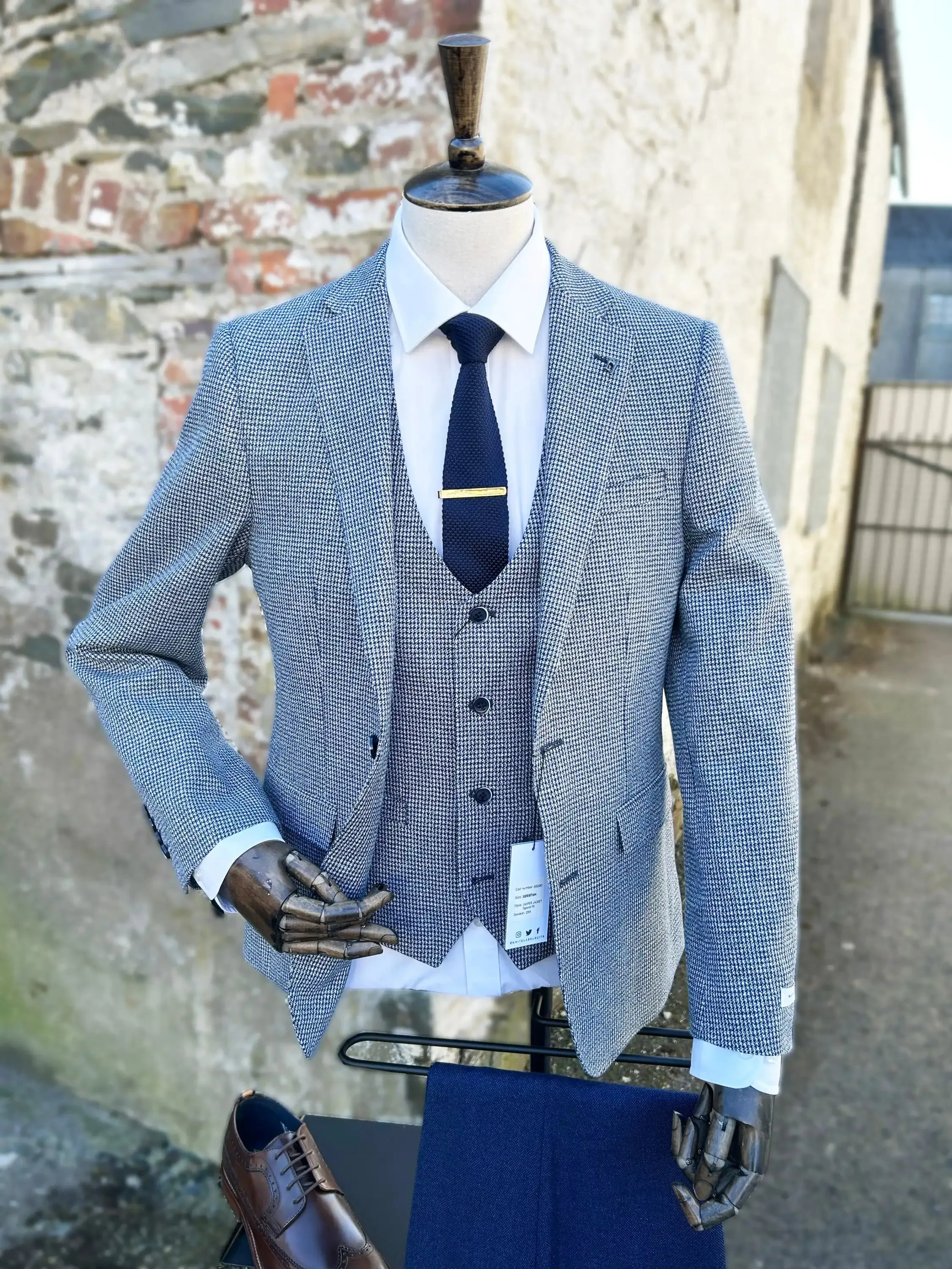 White Label Tapered Fit Houndstooth Jasper Jacket Blue