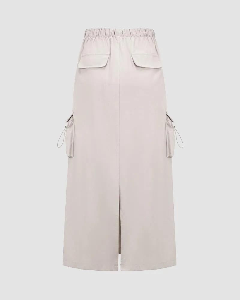 Willefull Parachute Drawstring Midi Skirt