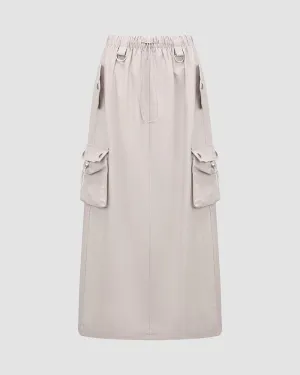 Willefull Parachute Drawstring Midi Skirt