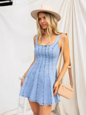 Women's Fashionable Denim Suspender Dress