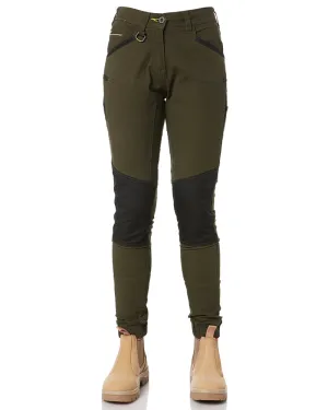 Womens Flex and Move Stretch Cotton Shield Cuff Pants - Olive