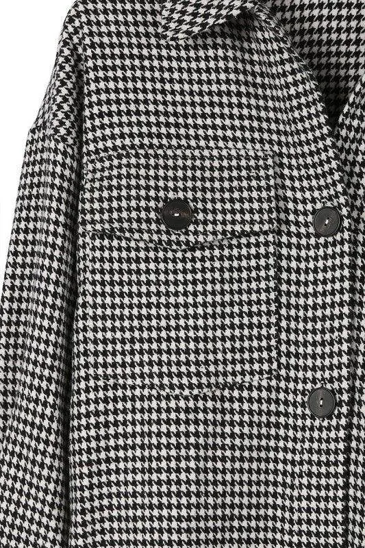 Womens Houndstooth Long Shacket