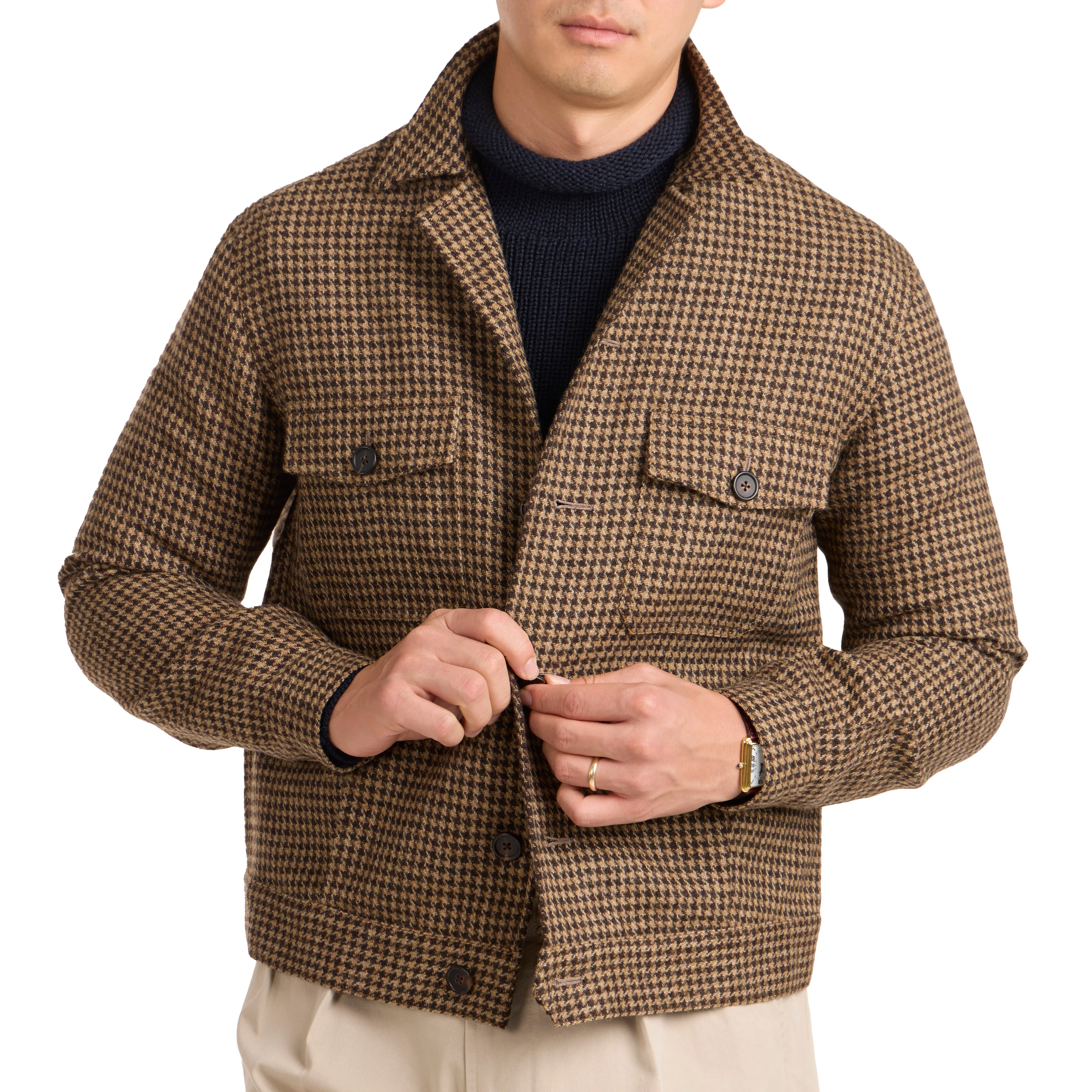 Wool Houndstooth Road Jacket