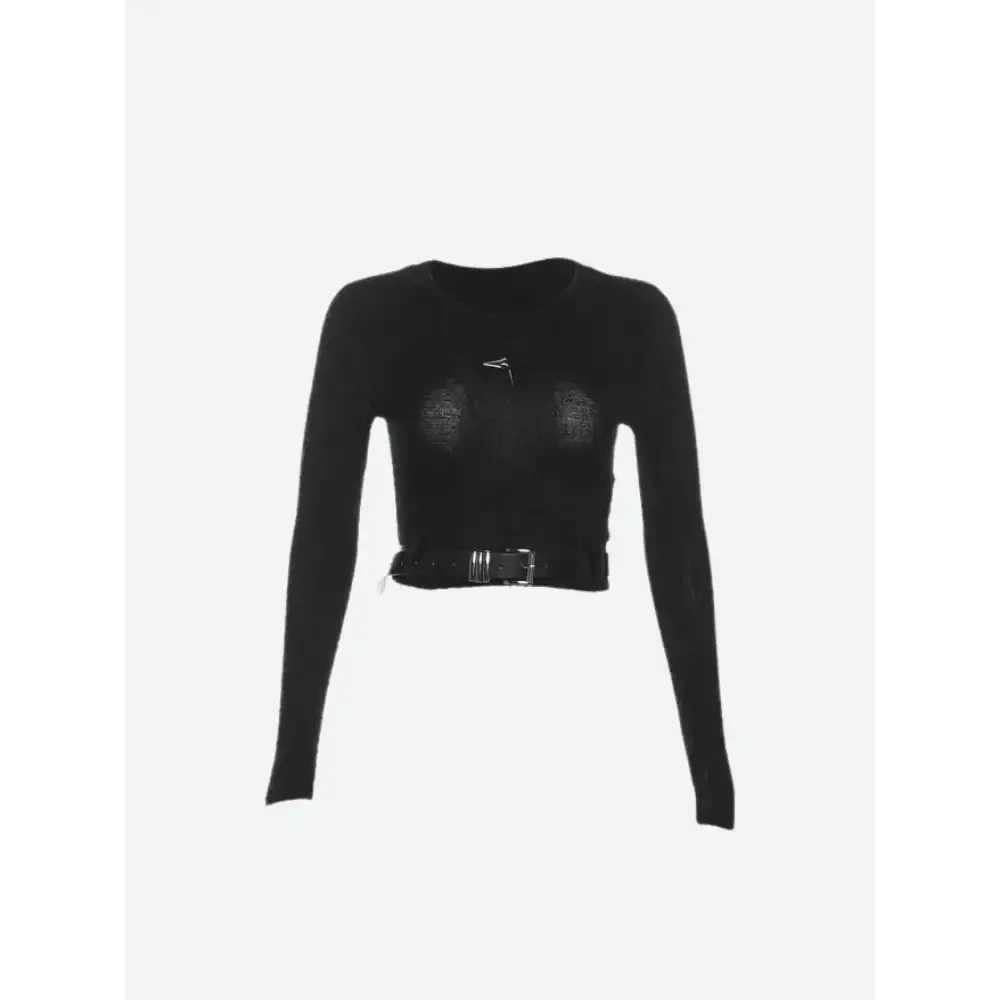 Y2K Chic Cropped Top with Waist-Cutting Design and Astral Accents