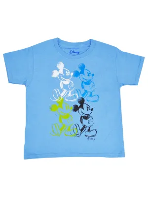Youth Boys Mickey Mouse Sketch T-Shirt Blue Short Sleeve (Size XL Only)